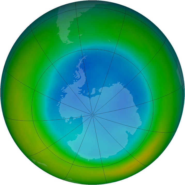 Antarctic ozone map for August 2014